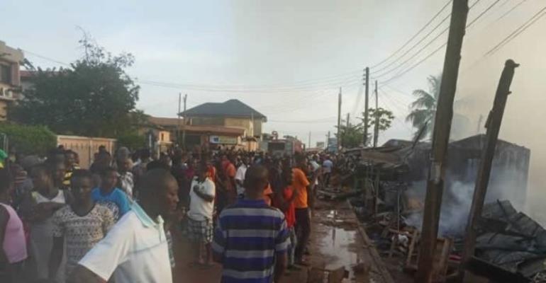 Abofu-Accra: Late Afternoon Fire Razed Shops And Home