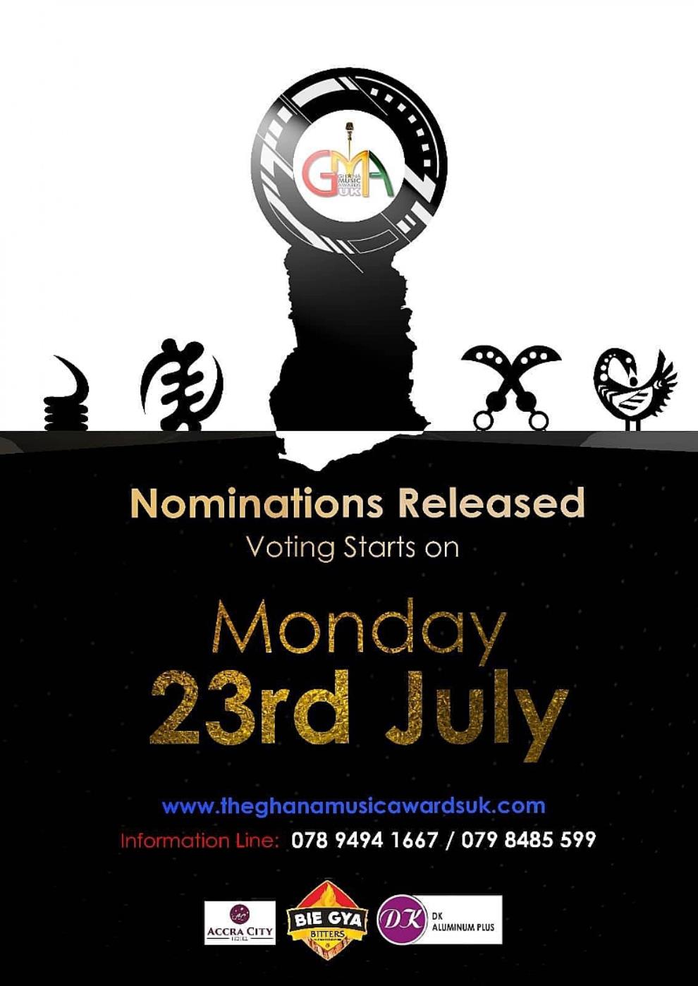 Full List of Nominees for 2018 Ghana Music Awards UK