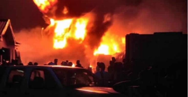 [Photos] How Fire Burnt 15 Gas Tankers To Ashes At Kpone